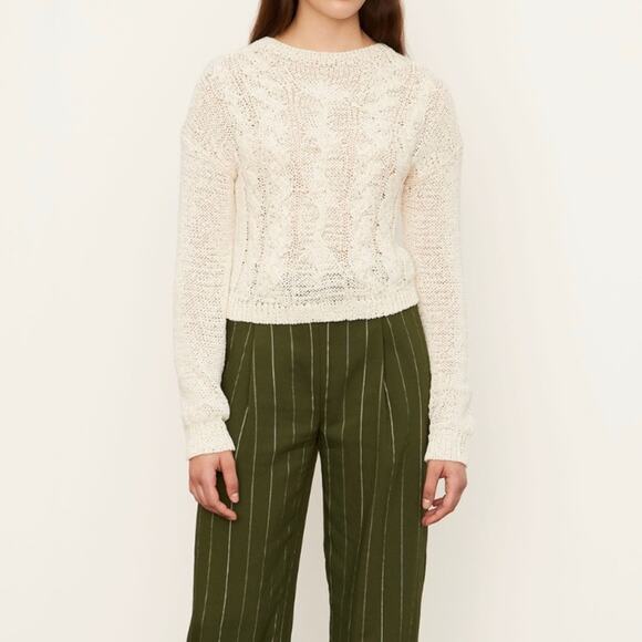 Vince Textured Cable Crewneck Cream Sweater SMALL - Picture 9 of 9
